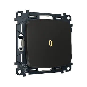 Комплект механизма 1-кл выключателя с самовозвратом с подсветкой 3200K Ambrella Volt OMEGA MO802050
