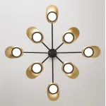 Люстра на штанге INGEL D110 8 lamps Black/Gold от ImperiumLoft