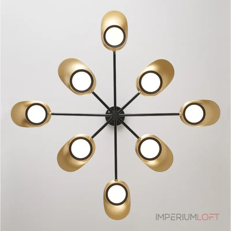 Люстра на штанге INGEL D110 8 lamps Black/Gold от ImperiumLoft