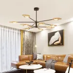 Люстра на штанге INGEL D110 8 lamps Black/Gold от ImperiumLoft