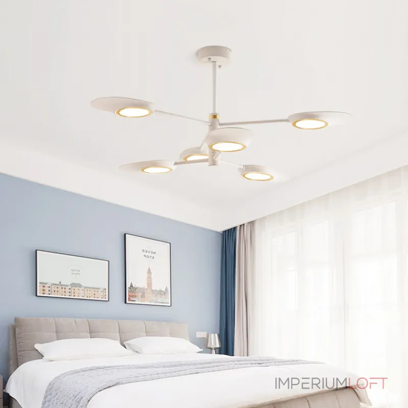 Люстра на штанге INGEL D110 8 lamps Black/Gold от ImperiumLoft