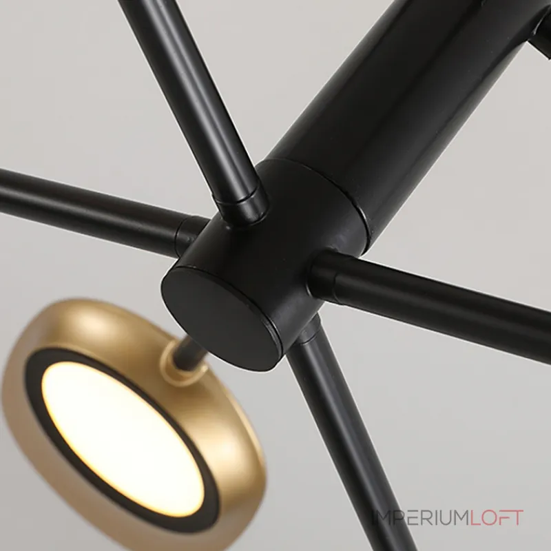 Люстра на штанге INGEL D110 8 lamps Black/Gold от ImperiumLoft