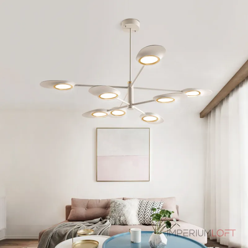 Люстра на штанге INGEL D110 8 lamps Black/Gold от ImperiumLoft