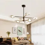 Люстра на штанге INGEL D110 8 lamps Black/Gold от ImperiumLoft