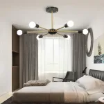 Люстра на штанге SPUTNIK D75 Gold/Black tubes от ImperiumLoft