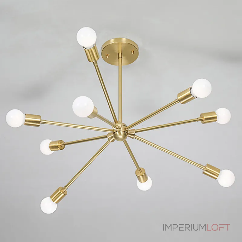 Люстра на штанге SPUTNIK D75 Gold/Black tubes от ImperiumLoft