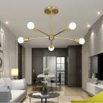 Люстра на штанге SPUTNIK D75 Gold/Black tubes от ImperiumLoft