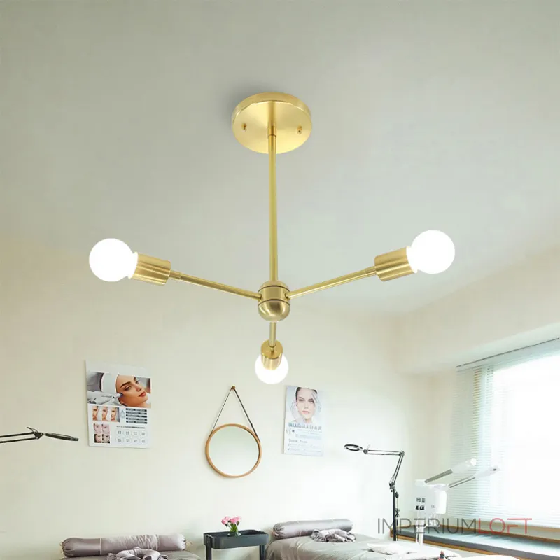 Люстра на штанге SPUTNIK D75 Gold/Black tubes от ImperiumLoft