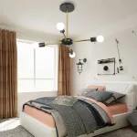 Люстра на штанге SPUTNIK D75 Gold/Black tubes от ImperiumLoft