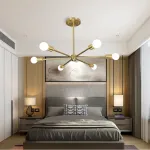 Люстра на штанге SPUTNIK D75 Gold/Black tubes от ImperiumLoft