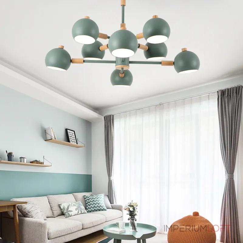 Люстра на штанге SVEN 8 lamps Green от ImperiumLoft