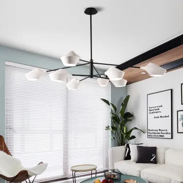 Люстра на штанге LANT D150 8 lamps Black/White Люстра на штанге LANT D150 8 lamps Black/White