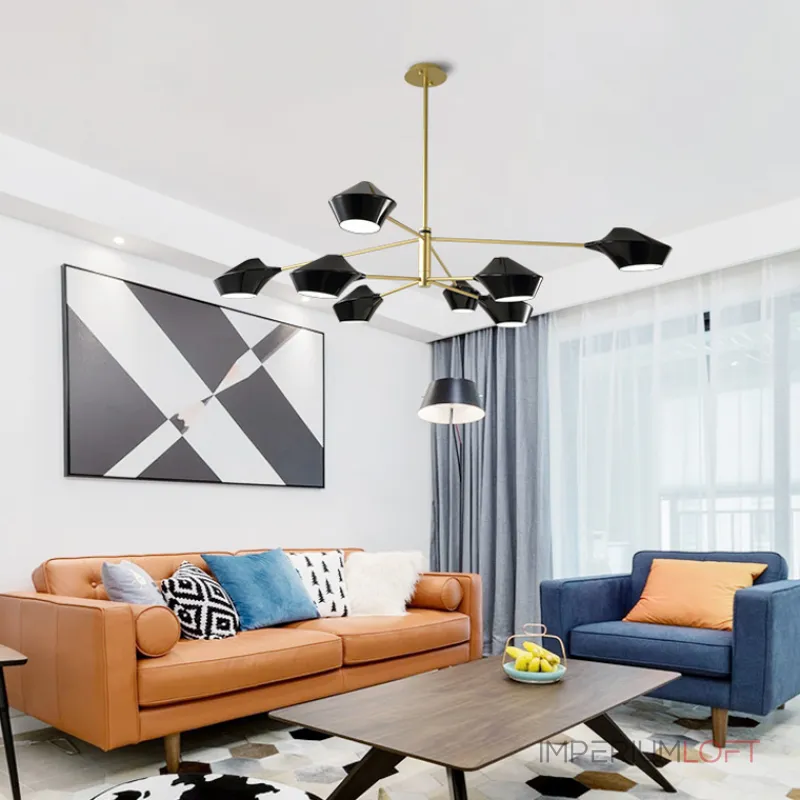 Люстра на штанге LANT D95 4 lamps Gold/Black от ImperiumLoft