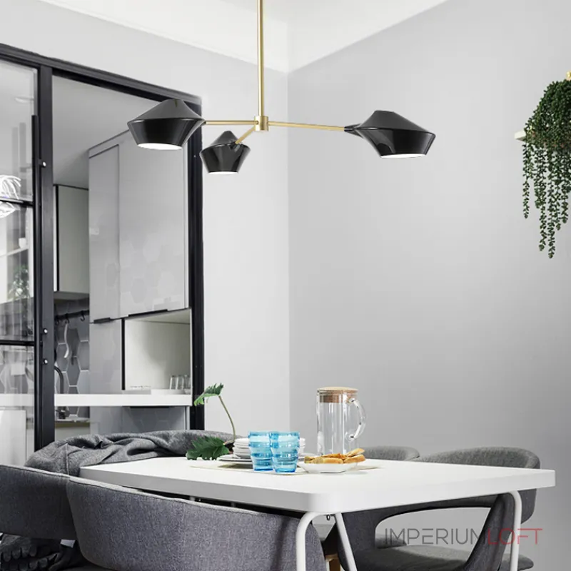 Люстра на штанге LANT D95 4 lamps Gold/Black от ImperiumLoft