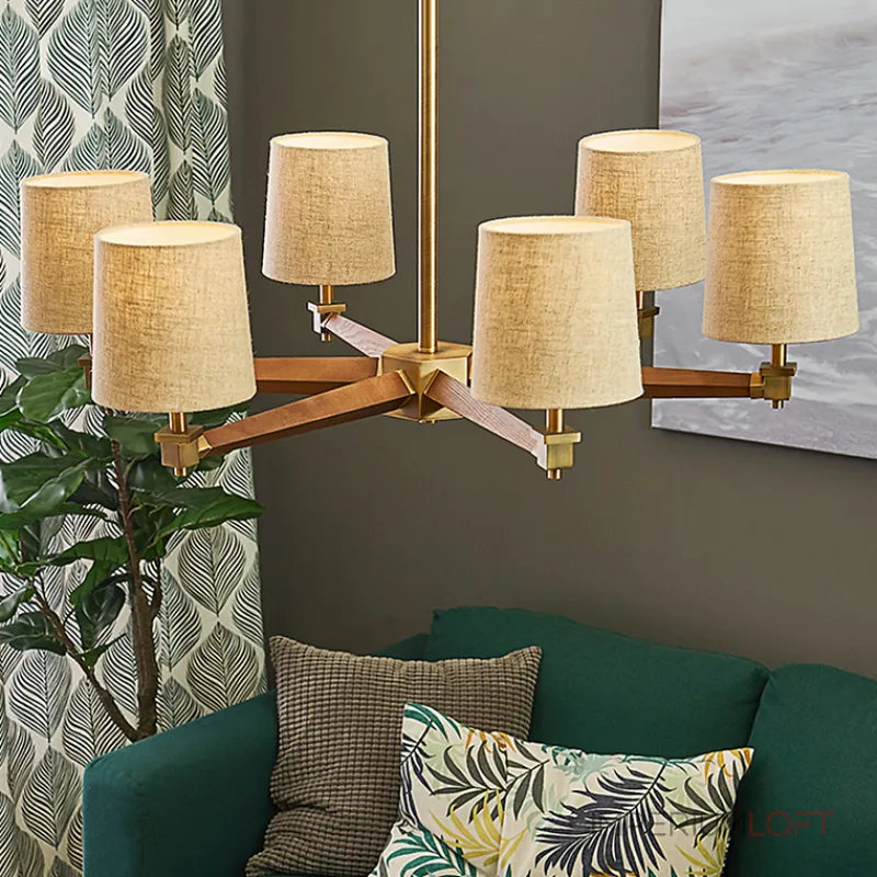 Люстра на штанге Jorgenson D85 Beige/Dark wood