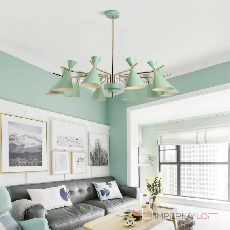 Люстра на штанге FRANKA D80 6 lamps Yellow от ImperiumLoft