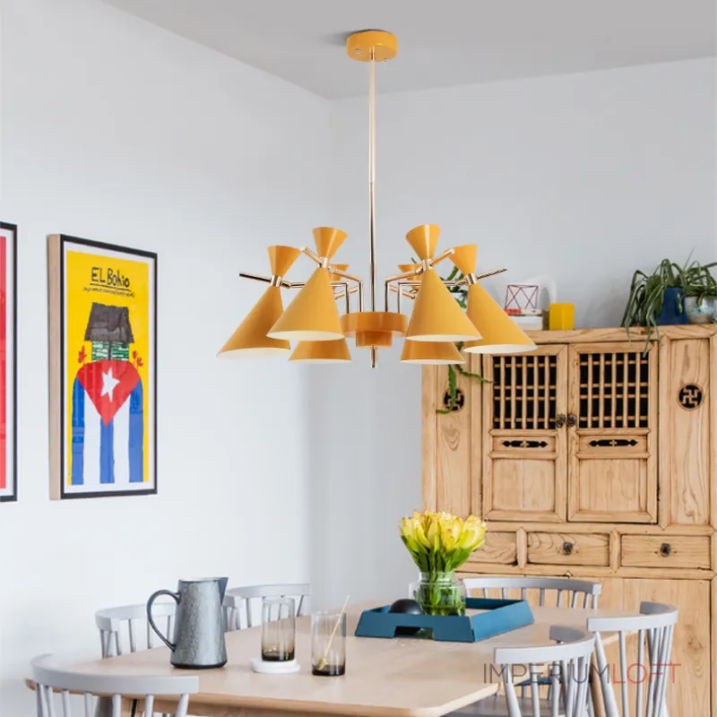 Люстра на штанге FRANKA D80 6 lamps Yellow от ImperiumLoft