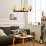 Люстра на штанге Jorgenson D85 Beige/Dark wood