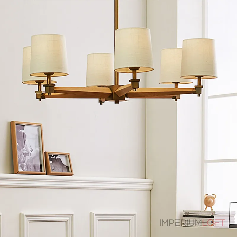 Люстра на штанге Jorgenson D85 Beige/Dark wood