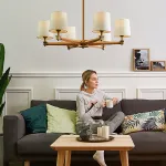 Люстра на штанге Jorgenson D85 Beige/Dark wood