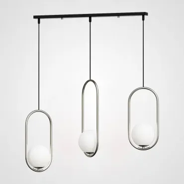 Подвесной светильник HOOP-TRIO Серебро, Эллипс S+L+S, Планка Подвесной светильник HOOP-TRIO Серебро, Эллипс S+L+S, Планка