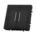 Двухклавишный проходной переключатель с LED-подсветкой LeDron 2 Gang 2 Way LED Black от ImperiumLoft