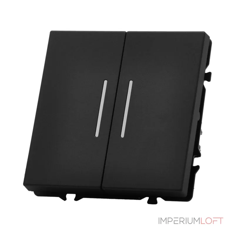 Двухклавишный проходной переключатель с LED-подсветкой LeDron 2 Gang 2 Way LED Black от ImperiumLoft Двухклавишный проходной переключатель с LED-подсветкой LeDron 2 Gang 2 Way LED Black от ImperiumLoft