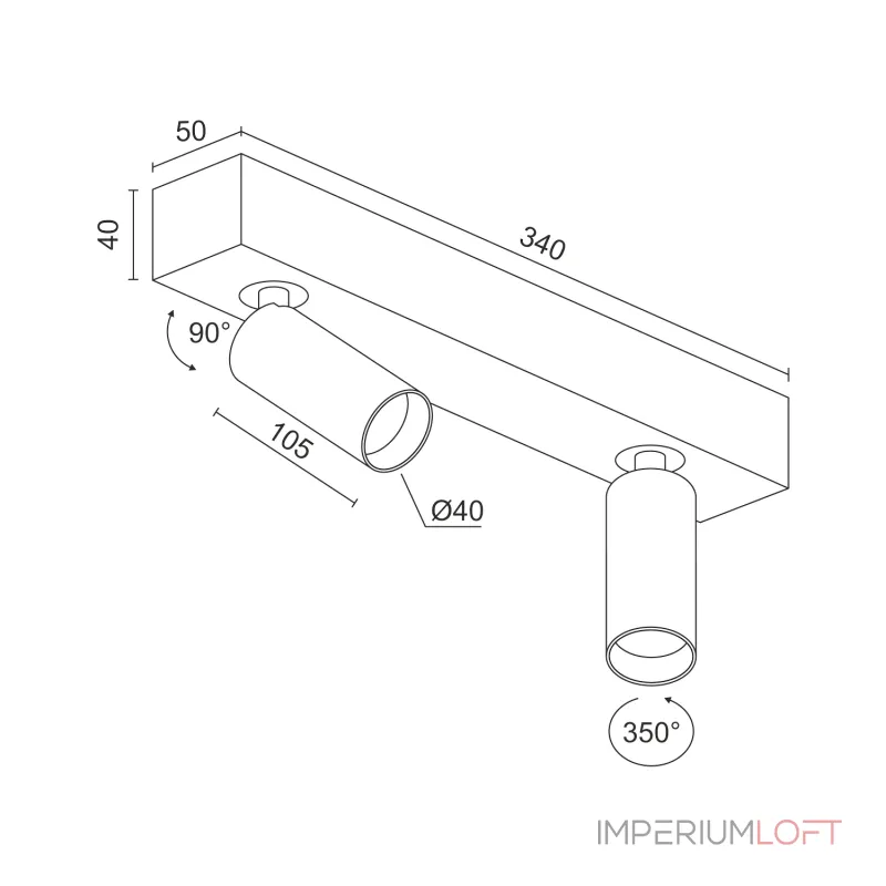 Потолочный поворотный светодиодный светильник LeDron SAGITONY SAGITONY E2 S40 B-Gl от ImperiumLoft