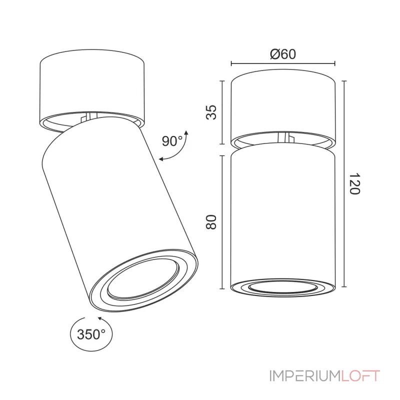 Потолочный поворотный светильник под сменную лампу LeDron AO1705002 Black от ImperiumLoft Потолочный поворотный светильник под сменную лампу LeDron AO1705002 Black от ImperiumLoft