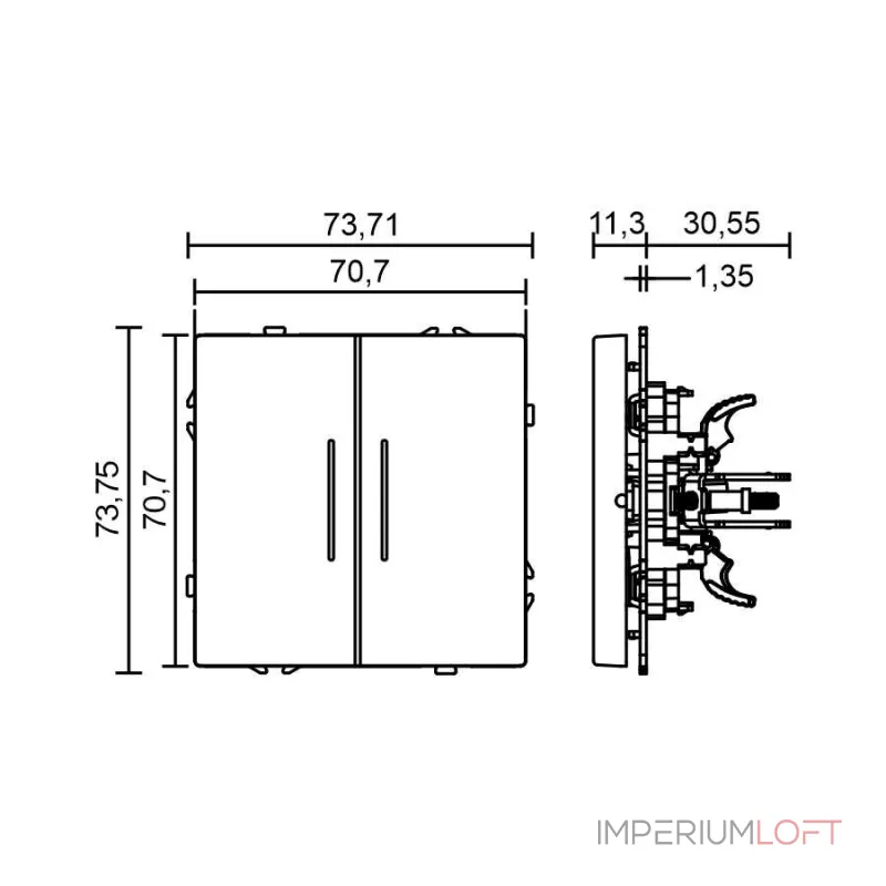 Двухклавишный проходной переключатель с LED-подсветкой LeDron 2 Gang 2 Way LED Black от ImperiumLoft Двухклавишный проходной переключатель с LED-подсветкой LeDron 2 Gang 2 Way LED Black от ImperiumLoft