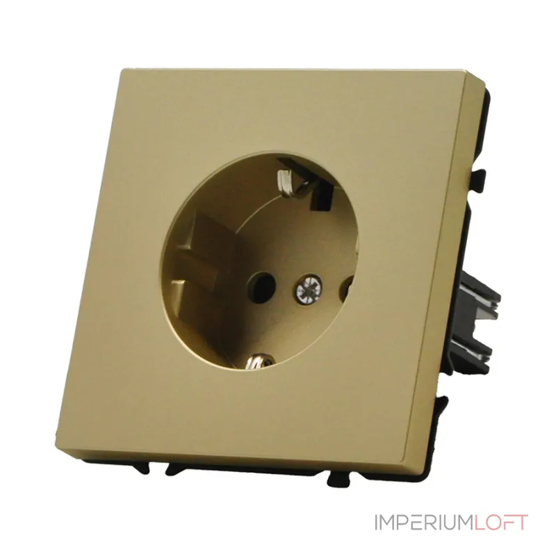 Розетка одинарная с заземлением с защитными шторками LeDron EU Socket Gold от ImperiumLoft Розетка одинарная с заземлением с защитными шторками LeDron EU Socket Gold от ImperiumLoft
