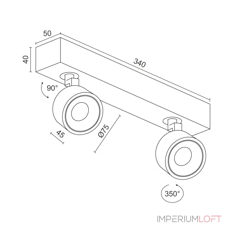 Потолочный поворотный светодиодный светильник LeDron SAGITONY SAGITONY E2 S75 Black 4000K от ImperiumLoft Потолочный поворотный светодиодный светильник LeDron SAGITONY SAGITONY E2 S75 Black 4000K от ImperiumLoft