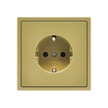 Розетка одинарная с заземлением с защитными шторками LeDron EU Socket Gold