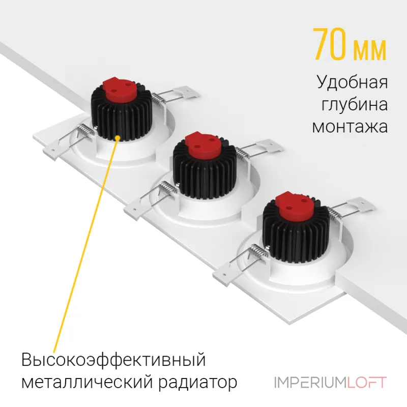 Встраиваемый светодиодный светильник LeDron LH10 LH10 SQ3 White от ImperiumLoft