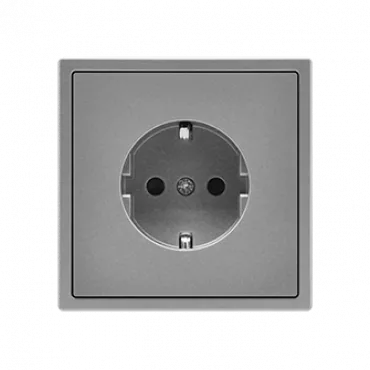 Розетка одинарная с заземлением с защитными шторками LeDron EU Socket Light Grey