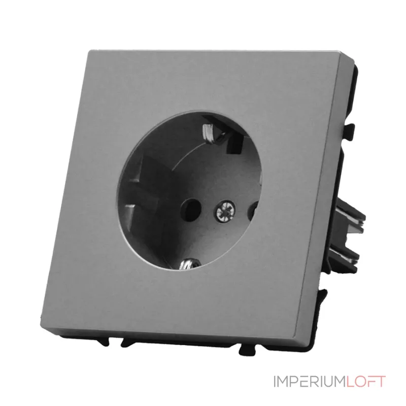 Розетка одинарная с заземлением с защитными шторками LeDron EU Socket Light Grey от ImperiumLoft