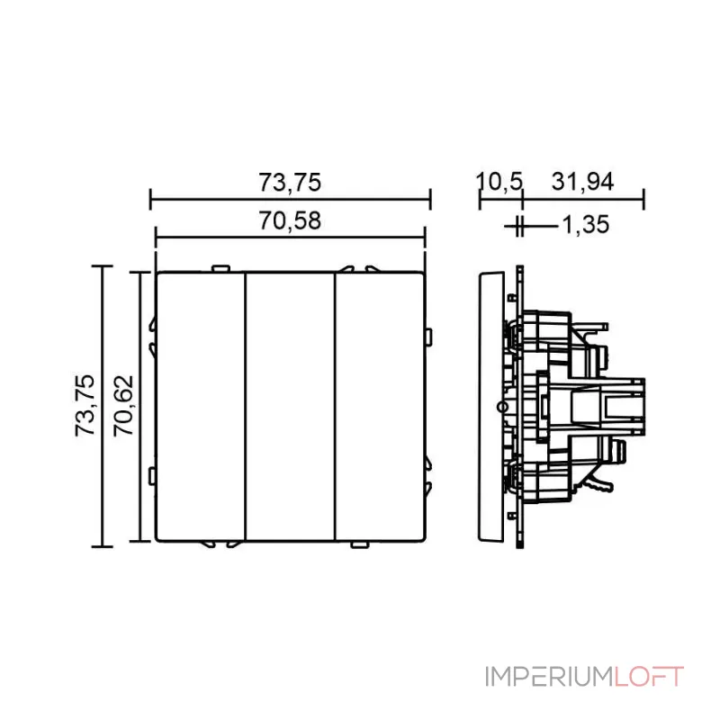 Трехклавишный выключатель LeDron 3 Gang 1 Way Cashmere от ImperiumLoft Трехклавишный выключатель LeDron 3 Gang 1 Way Cashmere от ImperiumLoft