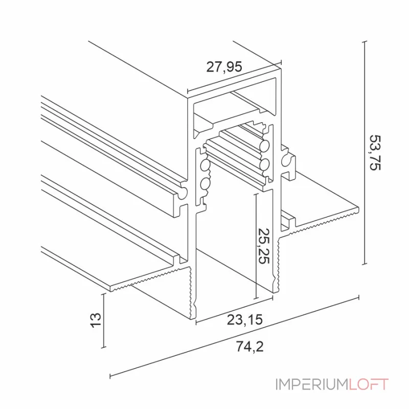Встраиваемый магнитный трек Ledron АВД-7715 1250 Black от ImperiumLoft