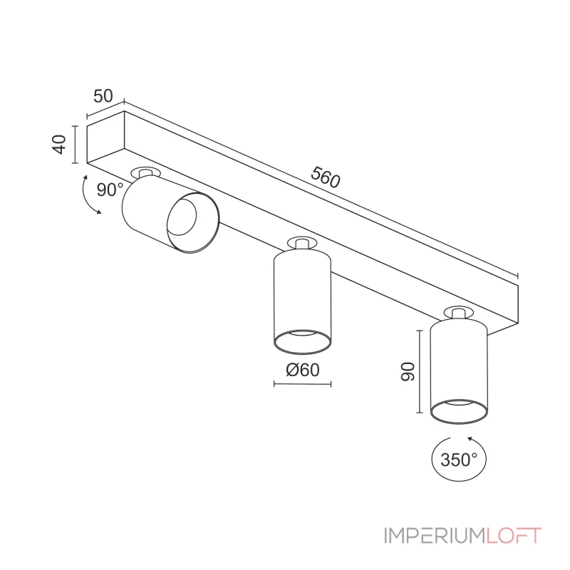 Потолочный поворотный светодиодный светильник LeDron SAGITONY SAGITONY E3 S60 W-Bl от ImperiumLoft