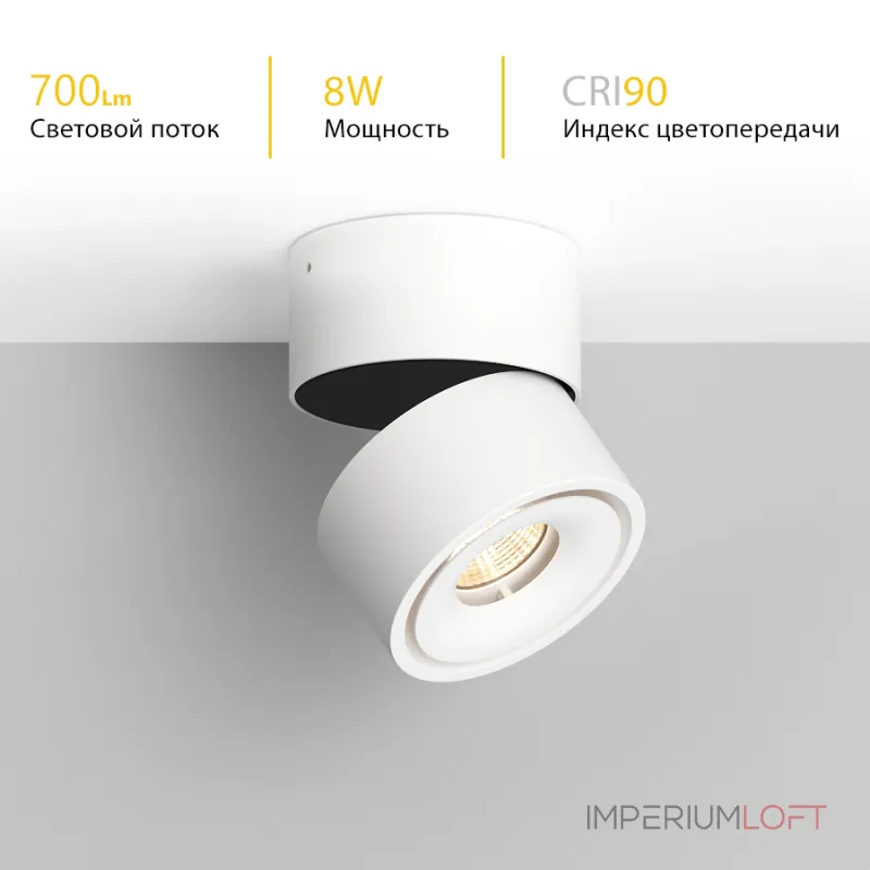 Потолочный поворотный светодиодный светильник LeDron LH8 LH8 White от ImperiumLoft