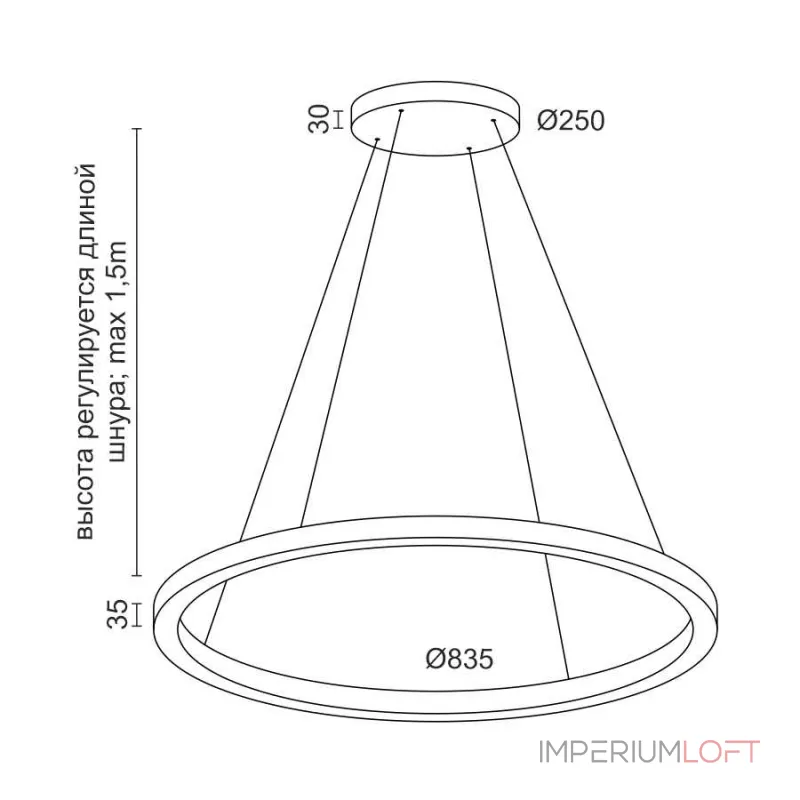 Подвесной светильник LeDron RING LINE RING LINE R800 Black 3K Подвесной светильник LeDron RING LINE RING LINE R800 Black 3K