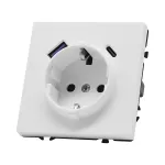 Розетка одинарная с заземлением с USB-портом для зарядки Type A + Type C LeDron EU Socket with USB A+C 20W White от ImperiumLoft