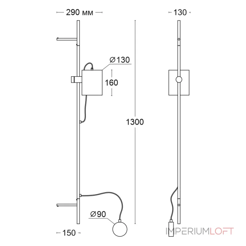 Деревянный настенный светильник под сменную лампу LeDron MYCW-YSL от ImperiumLoft