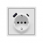 Розетка одинарная с заземлением с USB-портом для зарядки Type A + Type C LeDron EU Socket with USB A+C 20W White от ImperiumLoft