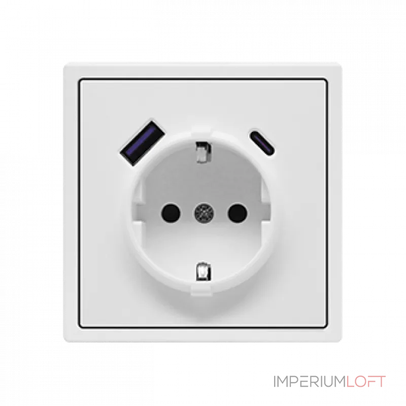 Розетка одинарная с заземлением с USB-портом для зарядки Type A + Type C LeDron EU Socket with USB A+C 20W White от ImperiumLoft Розетка одинарная с заземлением с USB-портом для зарядки Type A + Type C LeDron EU Socket with USB A+C 20W White от ImperiumLoft