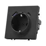 Розетка одинарная с заземлением с USB-портом для зарядки Type A + Type C LeDron EU Socket with USB A+C 20W Black от ImperiumLoft