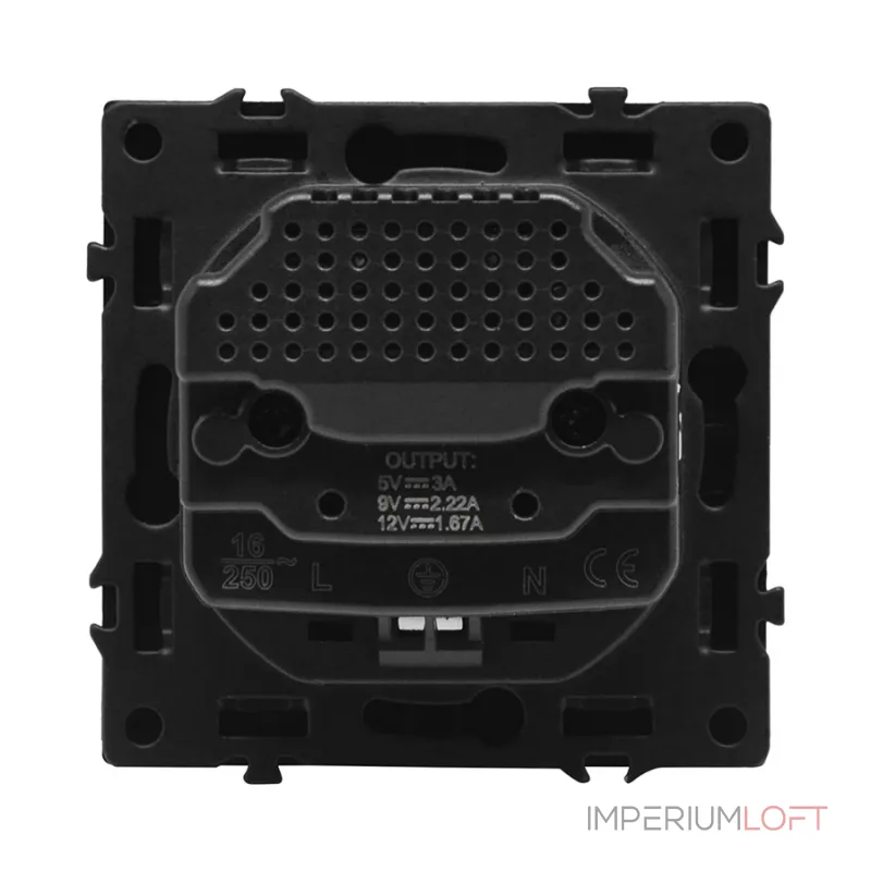 Розетка одинарная с заземлением с USB-портом для зарядки Type A + Type C LeDron EU Socket with USB A+C 20W Black от ImperiumLoft