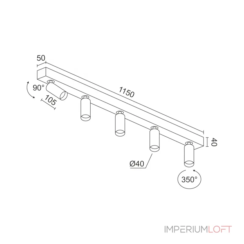 Потолочный поворотный светодиодный светильник LeDron SAGITONY SAGITONY E5 S40 Bl-Wh Dim 4000K от ImperiumLoft