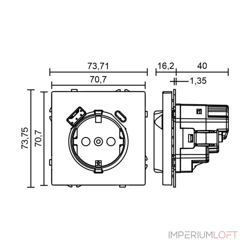 Розетка одинарная с заземлением с USB-портом для зарядки Type A + Type C LeDron EU Socket with USB A+C 20W Black от ImperiumLoft
