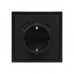 Розетка одинарная с заземлением с USB-портом для зарядки Type A + Type C LeDron EU Socket with USB A+C 20W Black от ImperiumLoft
